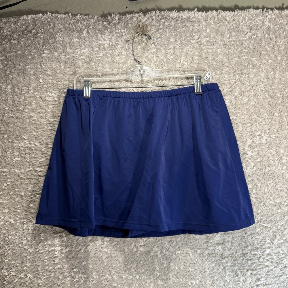 Maxine of Hollywood Swim Skirt Blue Tummy Control Lined Size 18 Slimming Modest